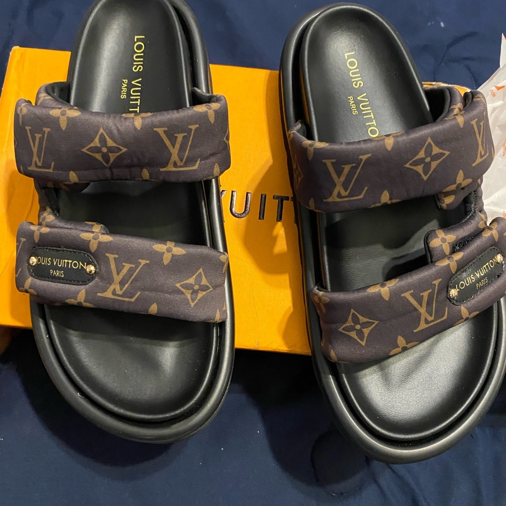 Louis Vuitton Black and Brown Sandals